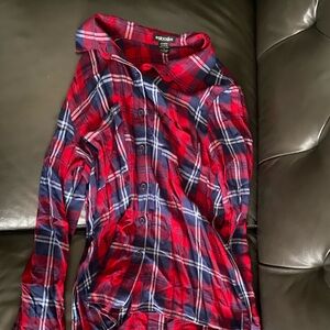 Stoosh Red and Navy Plaid Button-Down Shirt